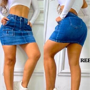 High waisted cargo skirt(stretch denim)